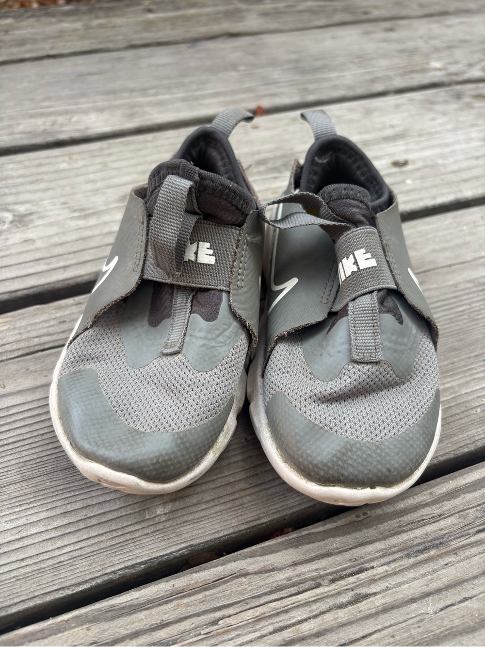 Nike Kids Grey Slip-On Sneakers with White Swoosh